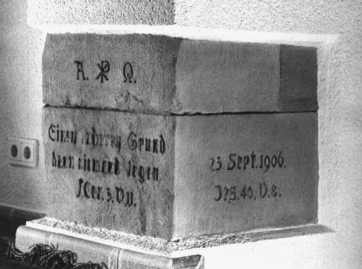 Grundstein der evangelischen Kirche Lebach